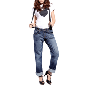 Jeans Free Suspenders Light Blue Denim Pants