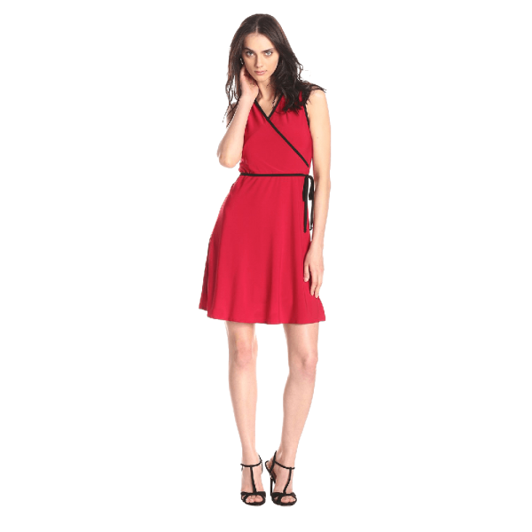 Women's Sleeveless Faux Wrap Dress - Image 3