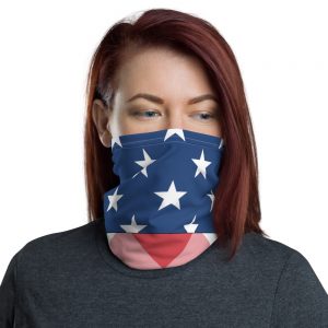 USA Patriotic - Scarf Face Mask Gaiter - Blue with White Stars and Red Checkboard