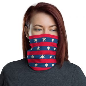 USA Patriotic - Scarf Face Mask Gaiter - Red Blue Stripes with White Stars