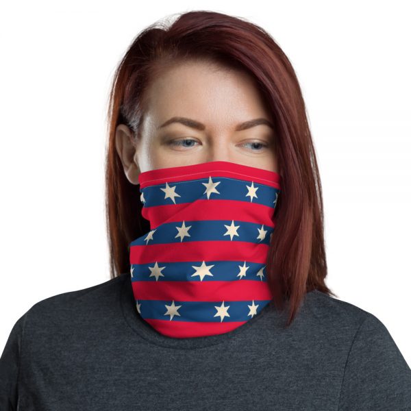 USA Patriotic - Scarf Face Mask Gaiter - Red Blue Stripes with White Stars